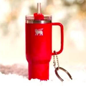 Stanley Water Bottle Keychain Christmas Tree Ornament-Red Delicious